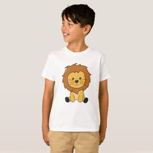 T-shirt Lion mignonne Animaux Pour Enfants Lion King (Devant entier)