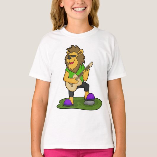 T-shirt Lion musicien guitare (Devant)