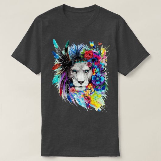 T-shirt Lion naturel sauvage coloré (Design devant)