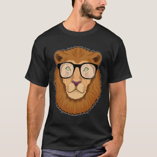 T-shirt Lion Nerd avec lunettes (Devant)