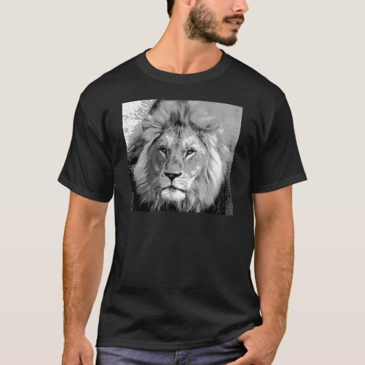 T-shirt Lion noir blanc (Devant)
