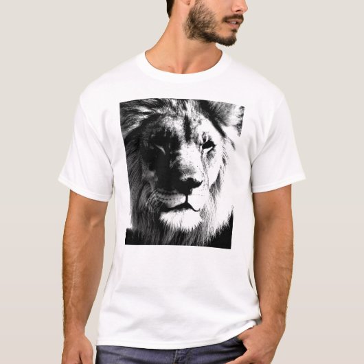 T-shirt Lion noir et blanc (Devant)