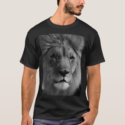 T-shirt Lion noir et blanc (Devant)