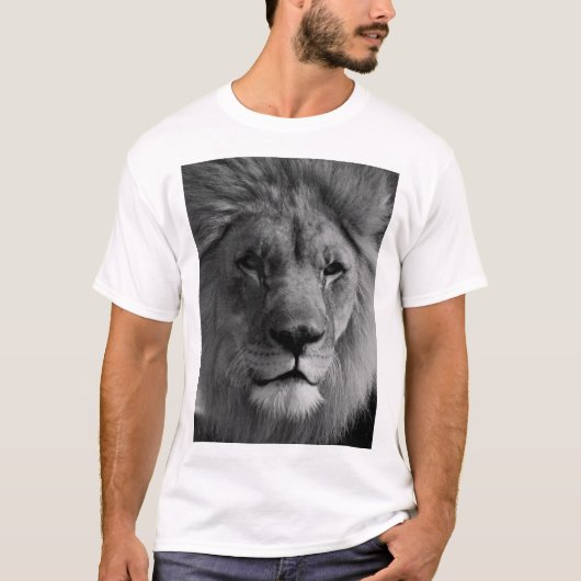 T-shirt Lion noir et blanc (Devant)