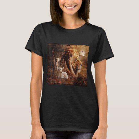 T-shirt Lion Of Judah Lamb God Cross Jesus Light God (Devant)