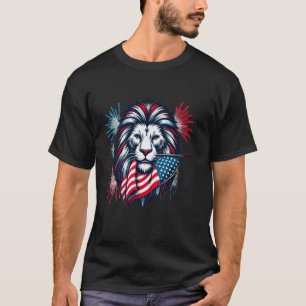 T-shirt Lion patriotique Drôle 4 juillet fête de l'indépen