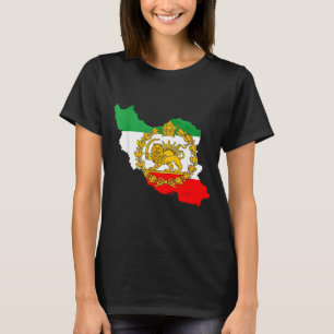 T-shirt lion persan, carte de l'Iran, drapeau iranien, lio