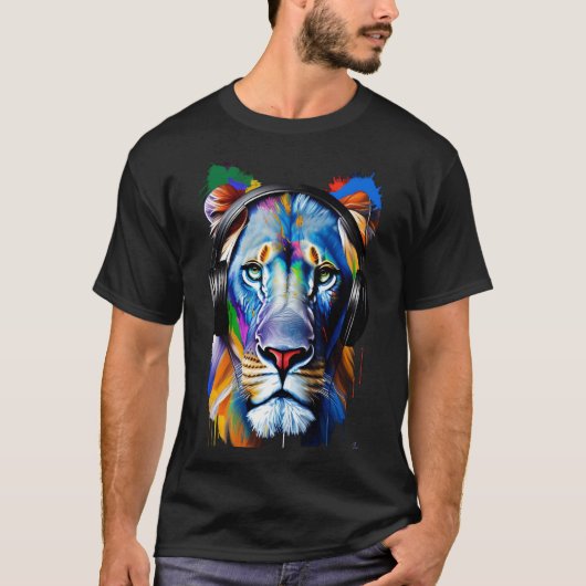 T-shirt Lion portant un casque (Devant)