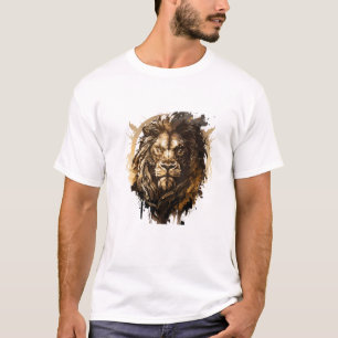 T-shirt Lion Portrait Animal Peinture Faune À L'Extérieur
