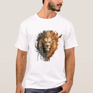 T-shirt Lion Portrait Animal Peinture Faune À L'Extérieur