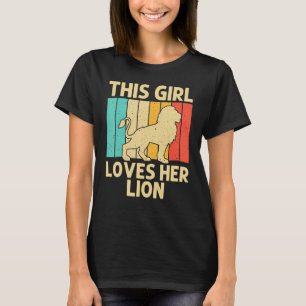 T-shirt Lion Pour Filles Africain Safari Zoo Animal Ret
