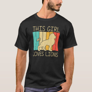 T-shirt Lion Pour Filles Africain Safari Zoo Animal Retro