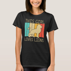 T-shirt Lion Pour Filles Africain Safari Zoo Animal Retro