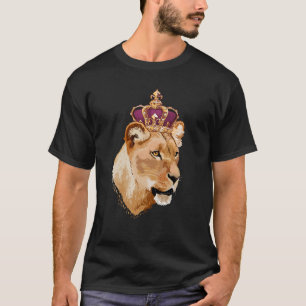 T-shirt Lion Queen Big Cat Crowé Lioness Famille