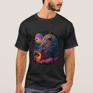 T-shirt Lion Réaliste Coloré Dans Nature Sauvage Sur Mo