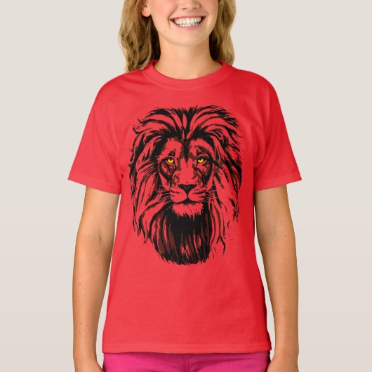 T-shirt Lion rouge | Dessin Lion coloré (Devant)