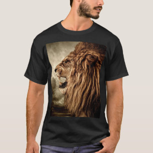 T-shirt Lion rugissant : Art Vintage majestueux.