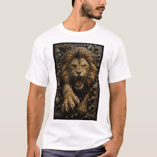T-shirt Lion Rugissant – Mosaïque Micro 3D