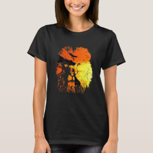 T-shirt Lion Safari coucher de soleil Zoo gardien animal B