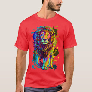 T-shirt Lion sauvage coloré cool Design graphique élégant