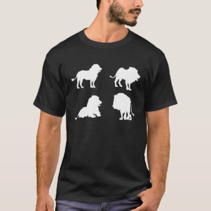 T-shirt Lion Silhouette Tiger Cool Chats Big Cat Zoo Anima