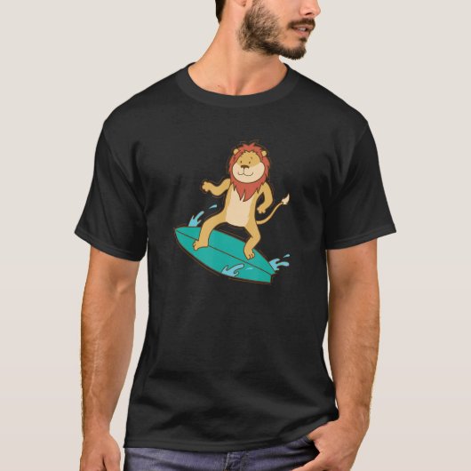 T-shirt Lion surf Lion Mane Afrique (Devant)