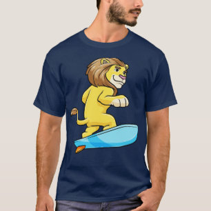 T-shirt Lion surfer sur une planche de surf