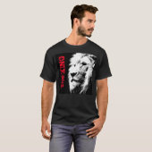T-shirt Lion Tête Modèle Mens Moderne Élégant Noir (Devant entier)