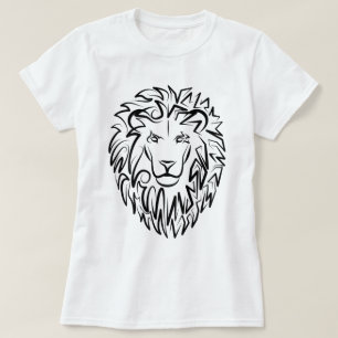T-shirt Lion tribal noir et blanc