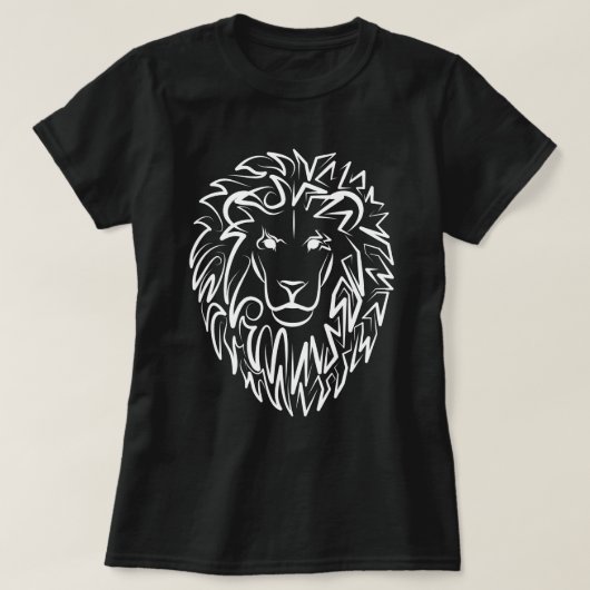 T-shirt Lion tribal noir et blanc (Design devant)