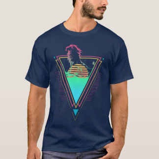 T-shirt Lion Vaporwave Synthwave 90 80 Coucher de soleil d