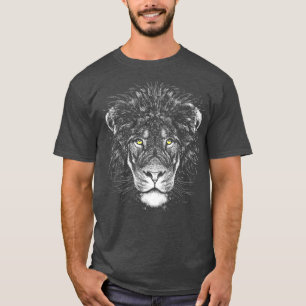 T-shirt Lion Wild Big Chat Faune Monochromatique