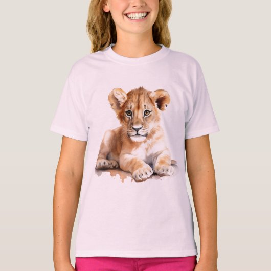 T-shirt lionceau pour jeunes filles (Devant)