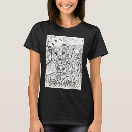 T-shirt Lioness and Cub Love (Devant)