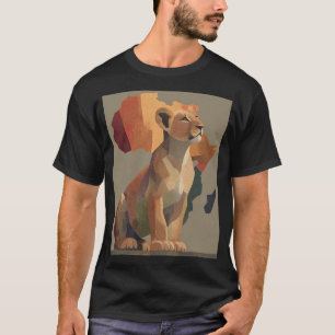 T-shirt Lionesse géométrique en mosaïque avec carte de l'A