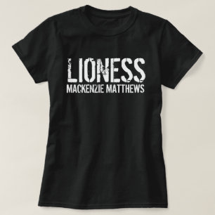 T-shirt Lionne Nom personnalisé Femmes noires et blanches