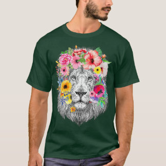 T-shirt Lions Mane Avec Fleurs - Lion Floral Africain