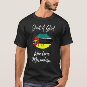 T-shirt Lip Women's Girls Love Flag Mozambique