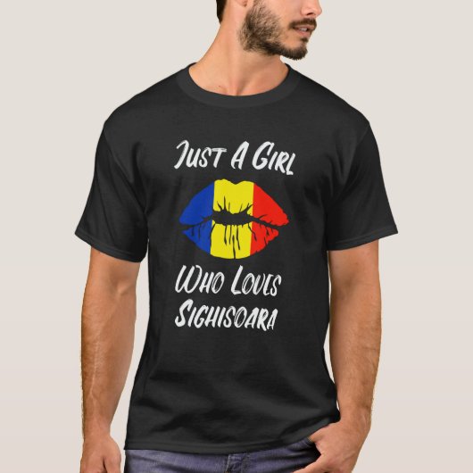 T-shirt Lips and Mouth Love Romanian Flag Sighisoara (Devant)