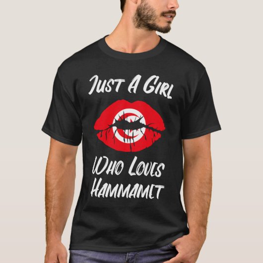 T-shirt Lips and Mouth Love Tunisian Flag Hammamet (Devant)