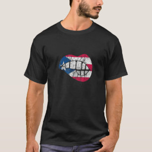 T-shirt Lips Bite Porto Rico Drapeau Puerto Rican Boricua