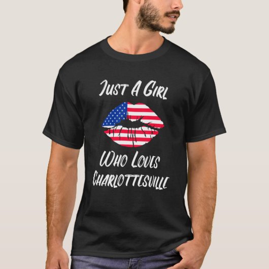 T-shirt Lips Mouth Love American Flag Charlottesville (Devant)