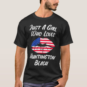 T-shirt Lips Mouth Love American Flag Huntington Beach