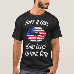 T-shirt Lips Mouth Love American Flag Neptune City