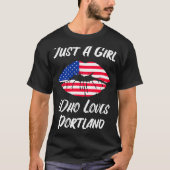 T-shirt Lips Mouth Love American Flag Portland (Devant)