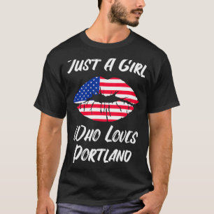 T-shirt Lips Mouth Love American Flag Portland