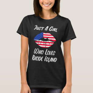 T-shirt Lips Mouth Love American Flag Rhode Island