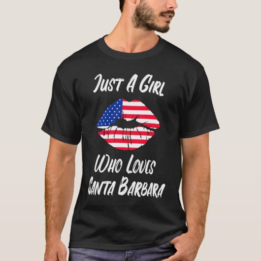 T-shirt Lips Mouth Love American Flag Santa Barbara (Devant)