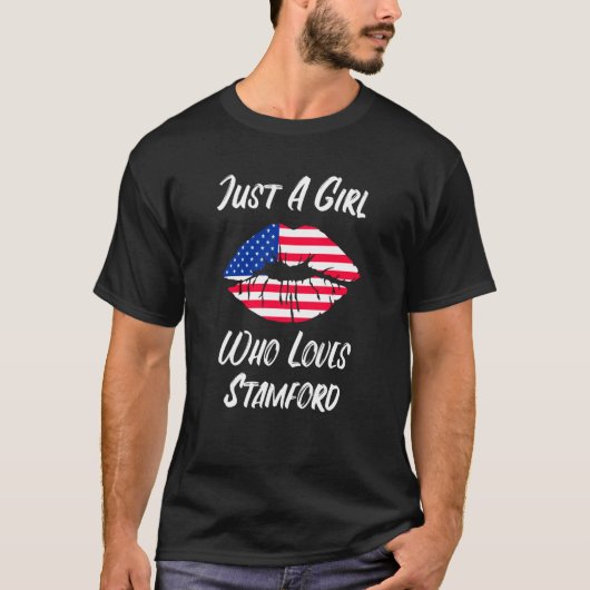 T-shirt Lips Mouth Love American Flag Stamford (Devant)