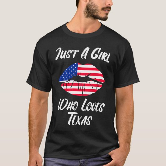 T-shirt Lips Mouth Love American Flag Texas (Devant)